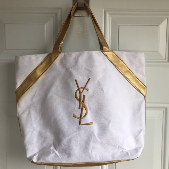 ysl white and gold bag